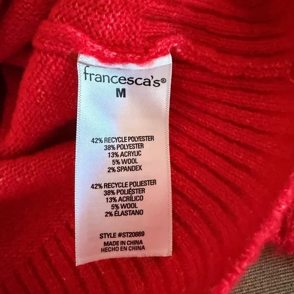 Francesca Collection - Mi Ami Red Crewneck Sweater with Sheep Motif | Size M 🐑🔴 - Picture 4 of 4